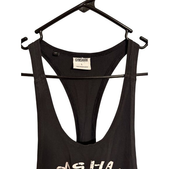 Gymshark Mens Legacy Racerback Tank Top Black Graphic Gym Fitness tank large - Picture 3 of 5